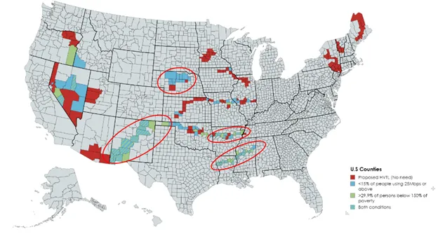 Map of counties expected to be Impacted by high voltage transmission lines.