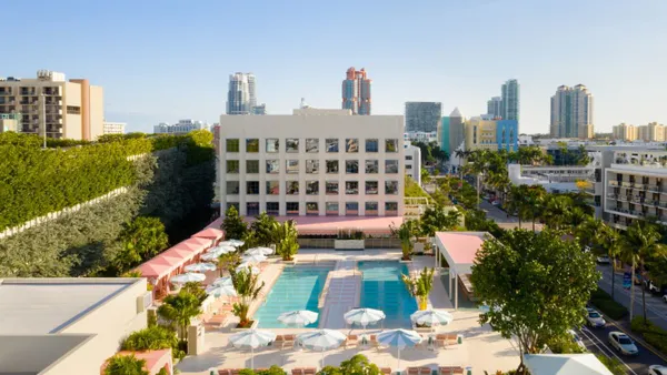 An image shows the rooftop pool at the Goodtime Hotel in Miami Beach, Florida.