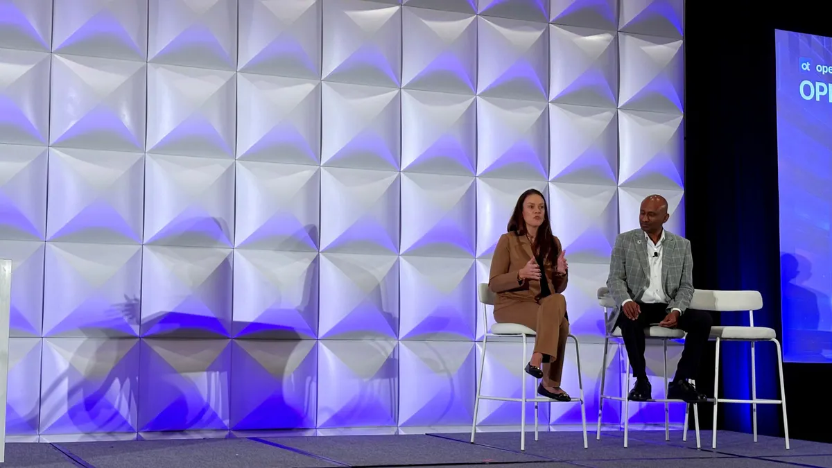 Megan McFarland, vice president of IS operations at Ochsner Health, speaking at OpenText World 2026