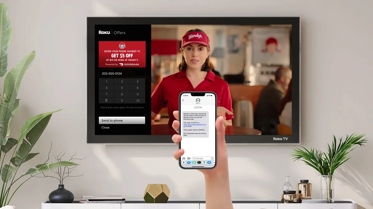 Wendy's shoppable ad via Roku and DoorDash