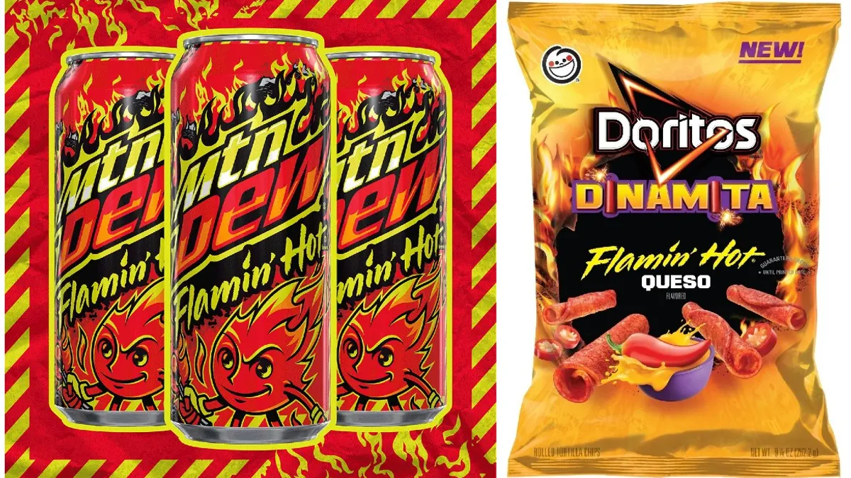 PepsiCo announced two new Flamin' Hot products in one week: Flamin' Hot Mtn Dew, and Flamin' Hot Queso Doritos Dinamita.
