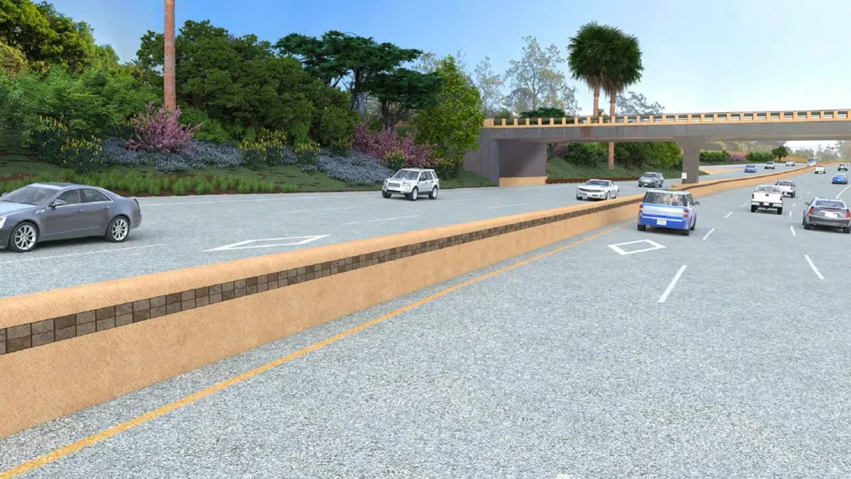 A rendering shows a new carpool lane on California's Highway 101.