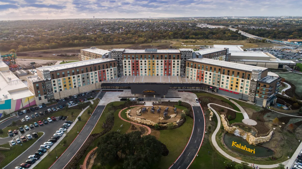 An aerial shot of the $387 million Kalahari Resort in Round Rock, Texas.