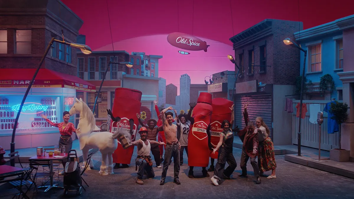 A large ensemble belts a tune for Old Spice's new musical theater-inspired ad.