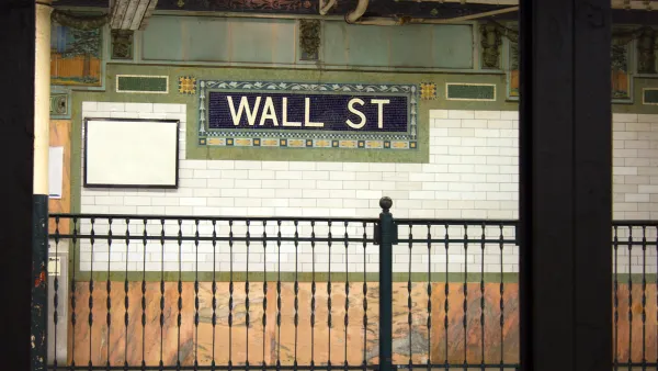 An empty Wall Street subway station