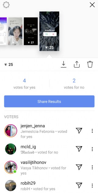 Instagram poll sticker example
