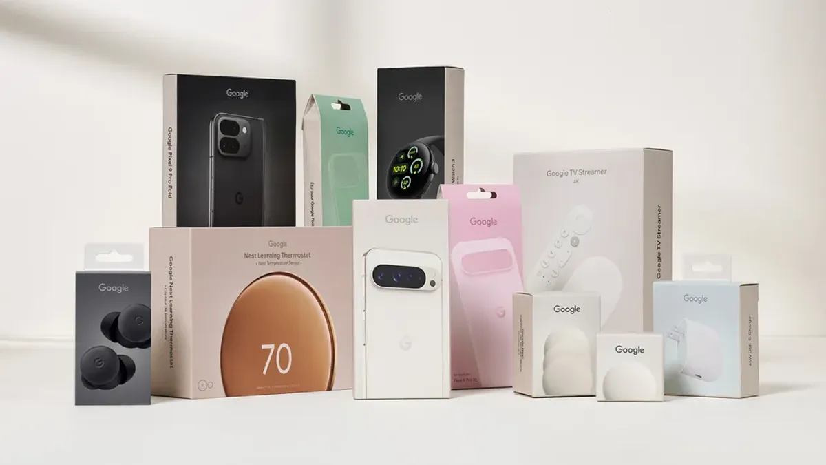 An assortment of packaging for Google's electronic devices.