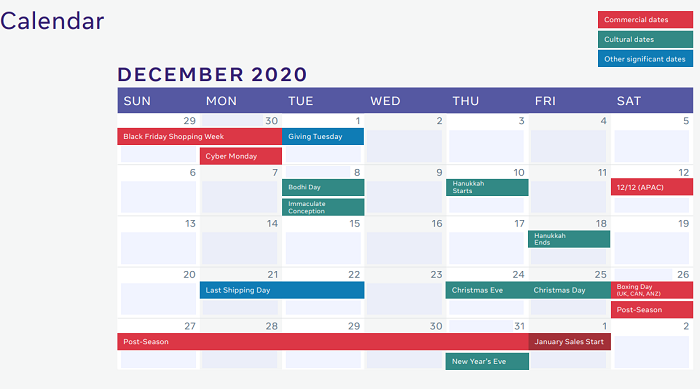 Facebook holiday planning guide 2020