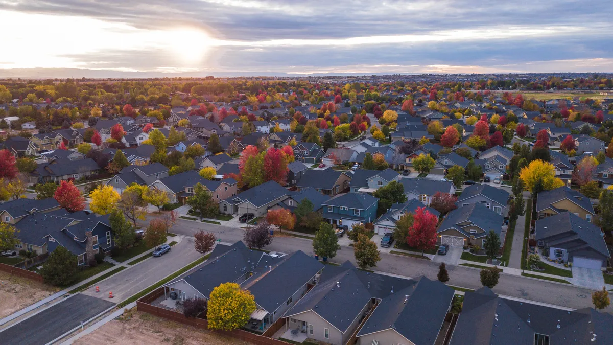 aerial view of houses in a neighborhood