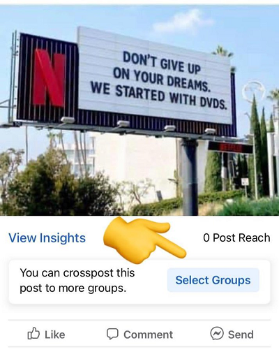 Facebook share to groups prompt
