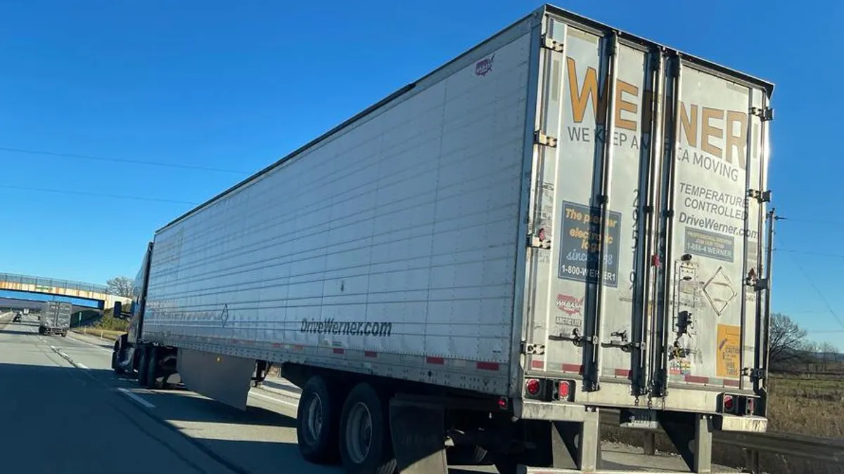 A Werner tractor-trailer in Pennsylvania in November 2023.