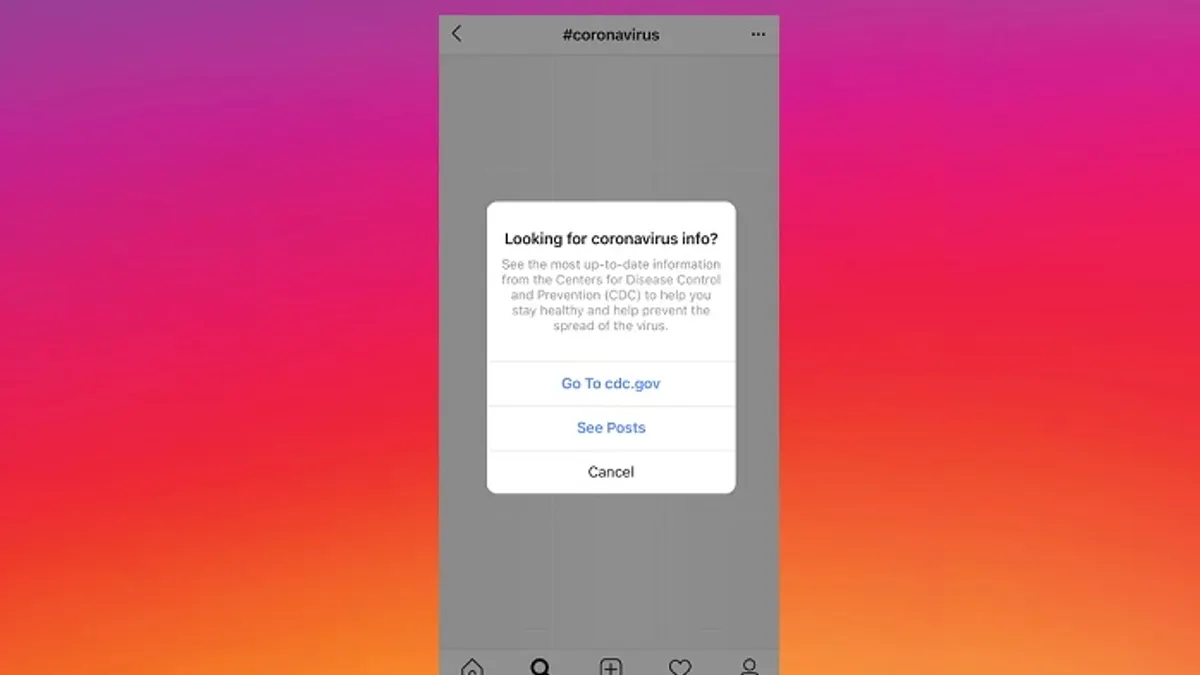 Instagram coronavirus response