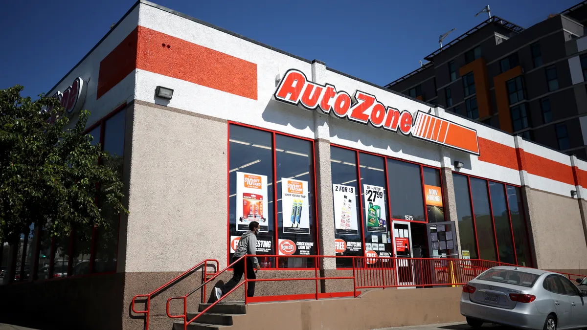 The outside of an AutoZone auto parts store,