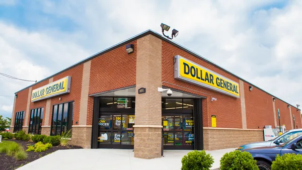 Exterior shot of a Dollar General store.