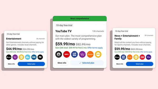 YouTube TV packages