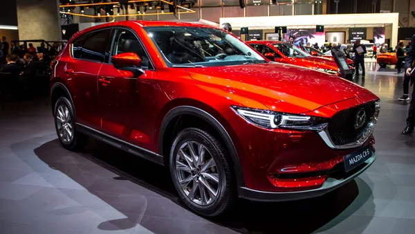 A Mazda CX-5 on display at an international motor show.