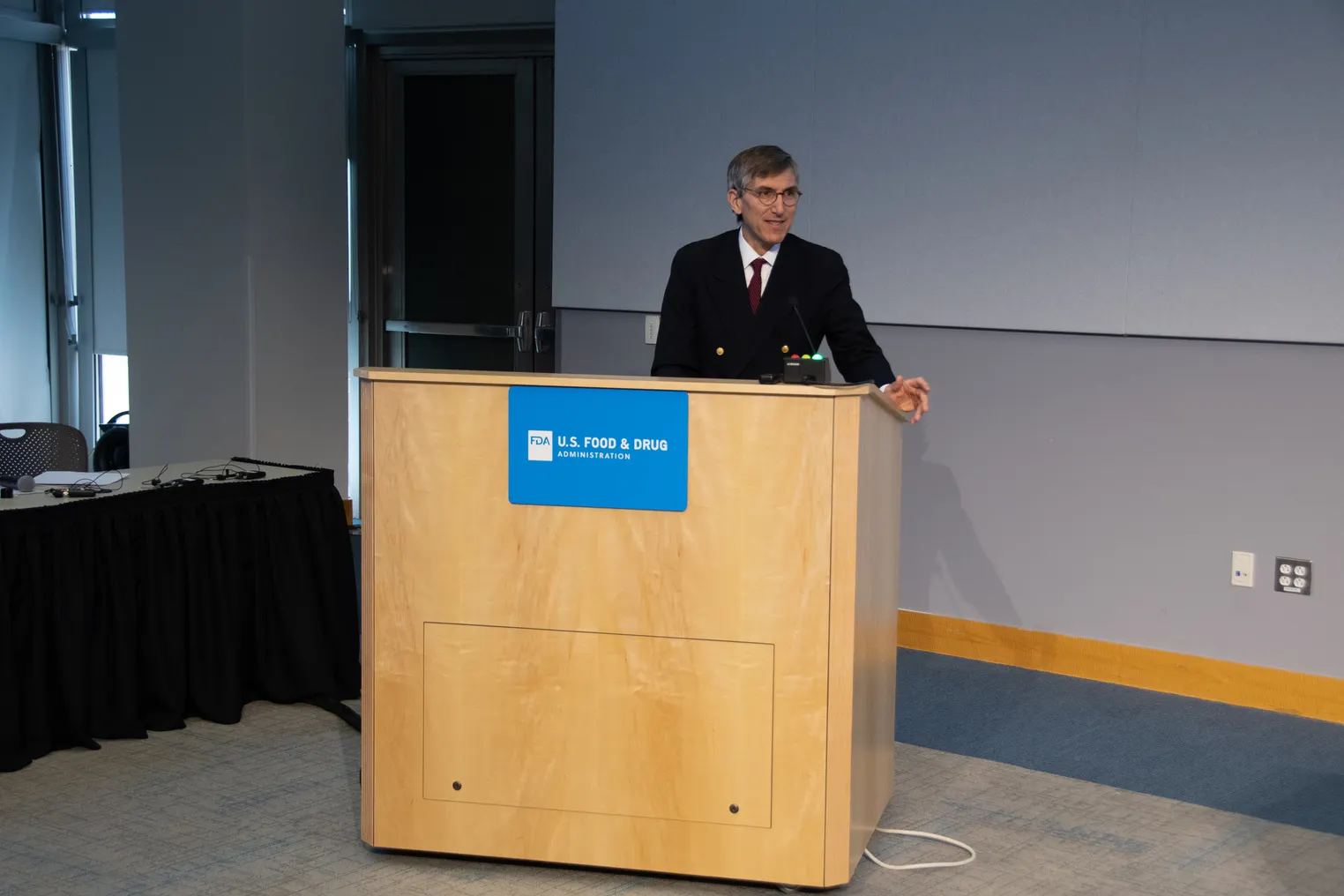 A photo of FDA CBER Director Peter Marks delivering remarks at a public workshop on March 3, 2020.