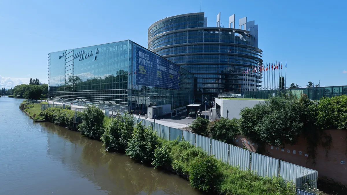 General outside view of the European Parliament building.