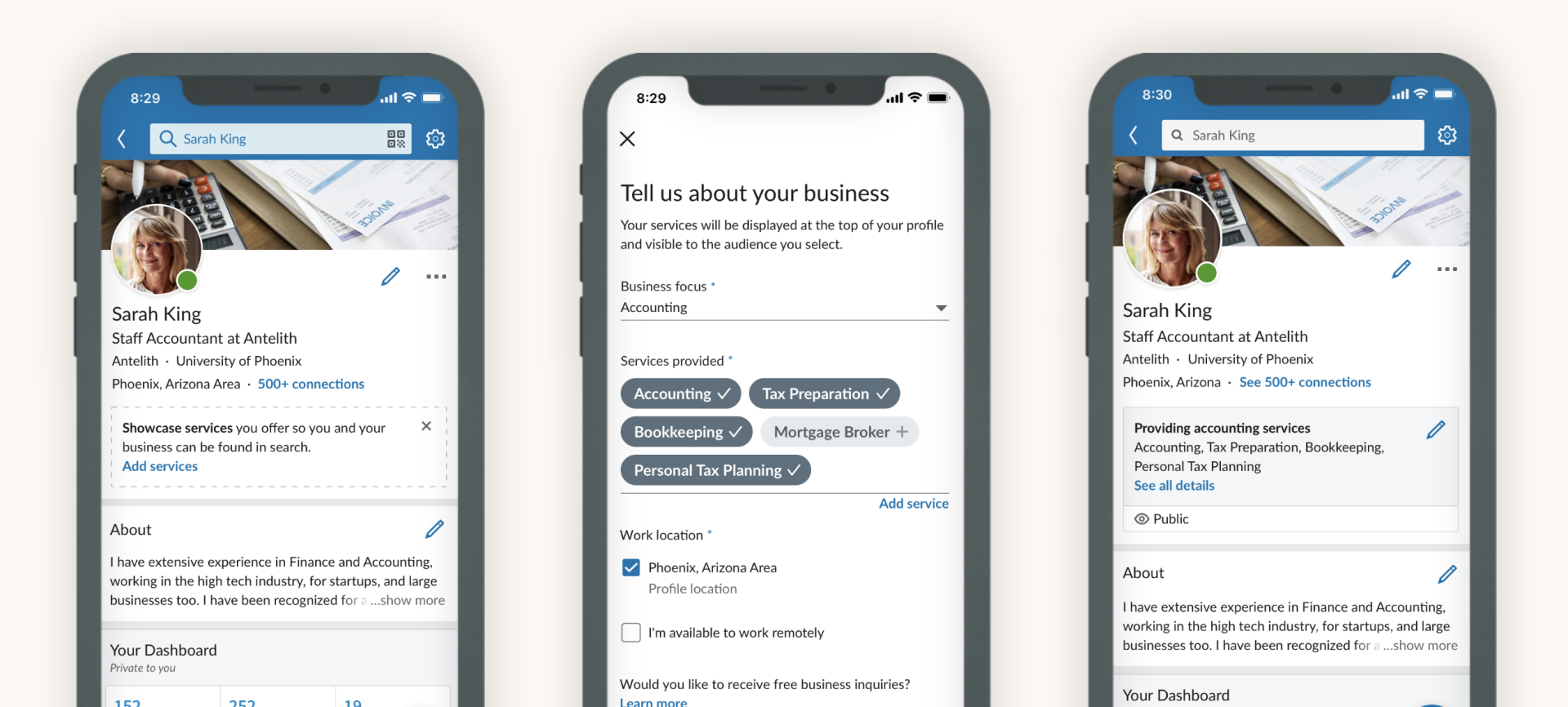 LinkedIn Services listings