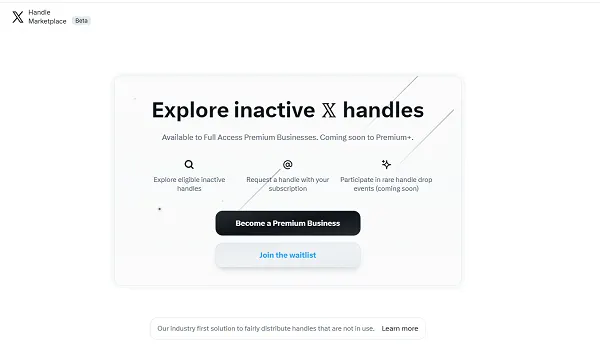 X handles marketplace