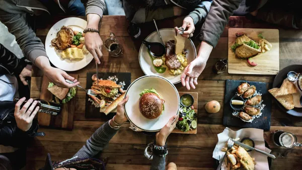 View of a table top with a spread of food