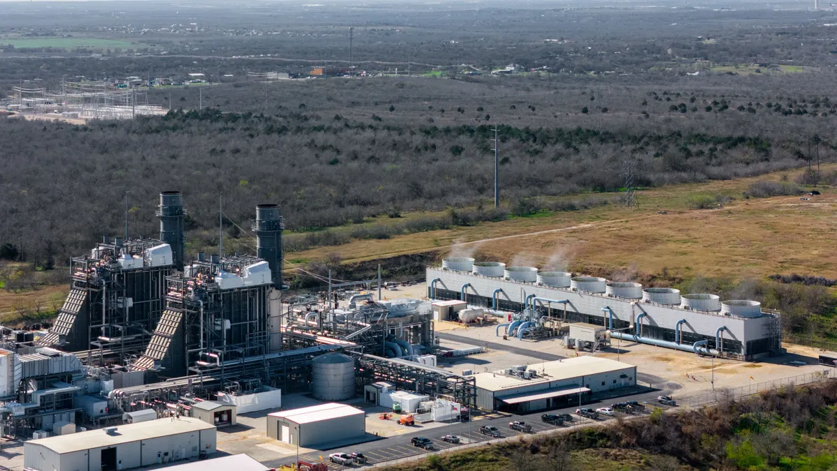 An aerial view of a power plant.