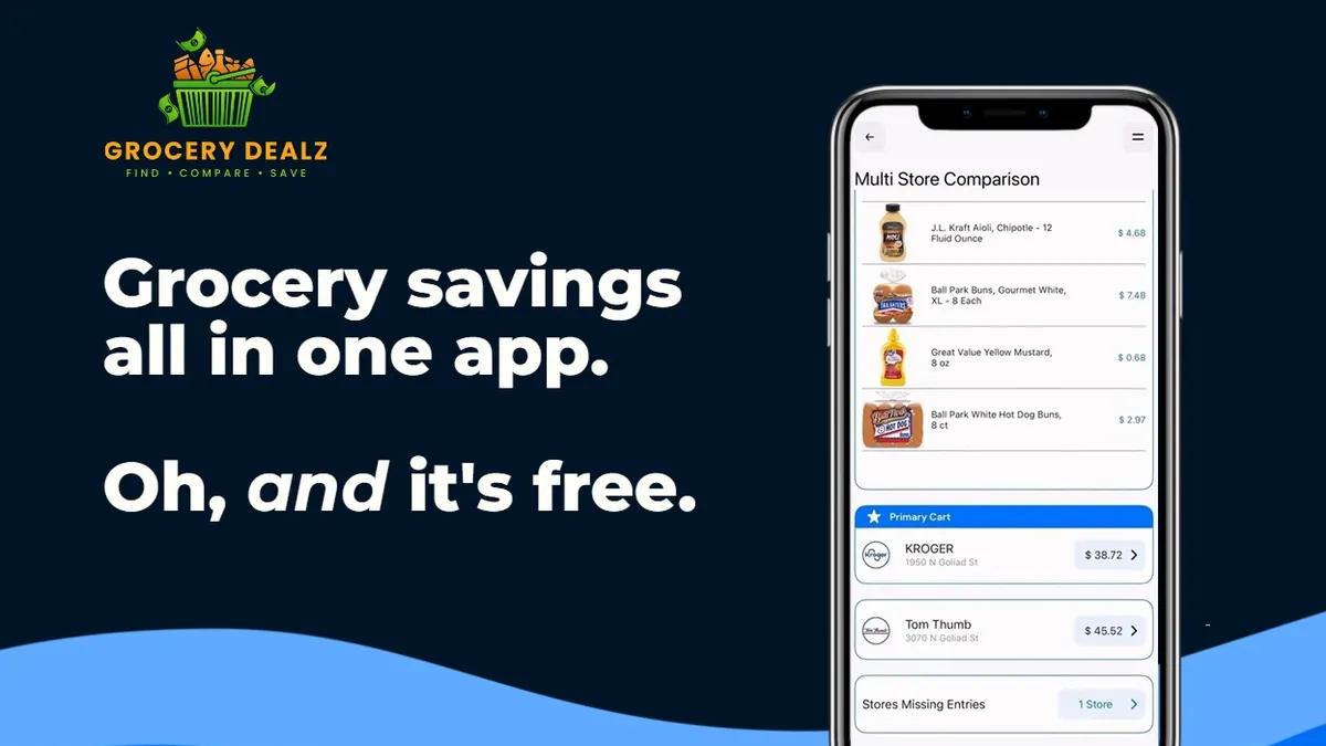 Screenshot of Grocery Dealz's website's homepage