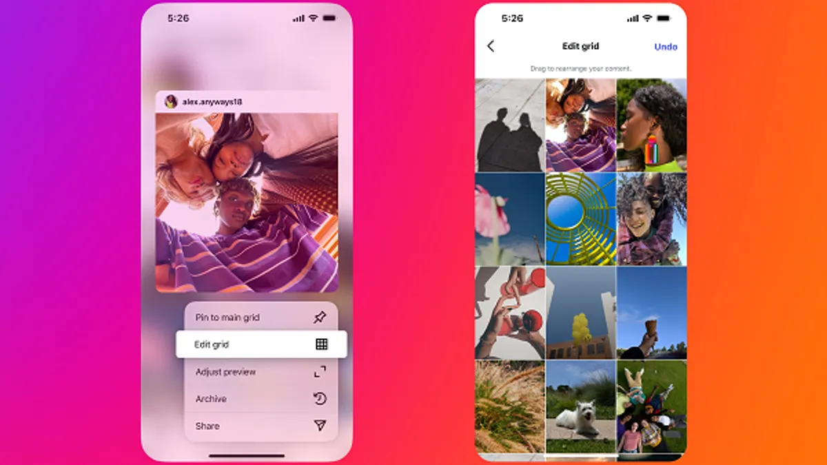 Instagram grid rearrange