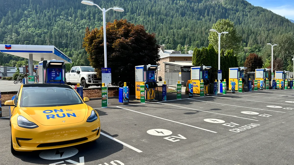 A photo of FreeWire chargers at a Parkland On the Run location in Hope, British Columbia.