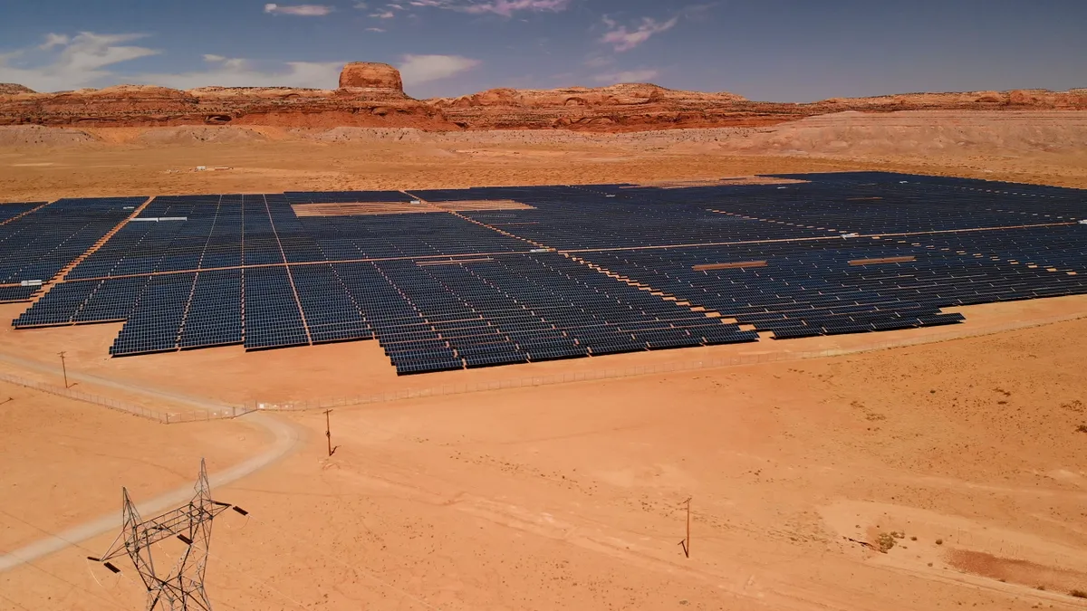 Aerial view of solar power plant located in Arizona.