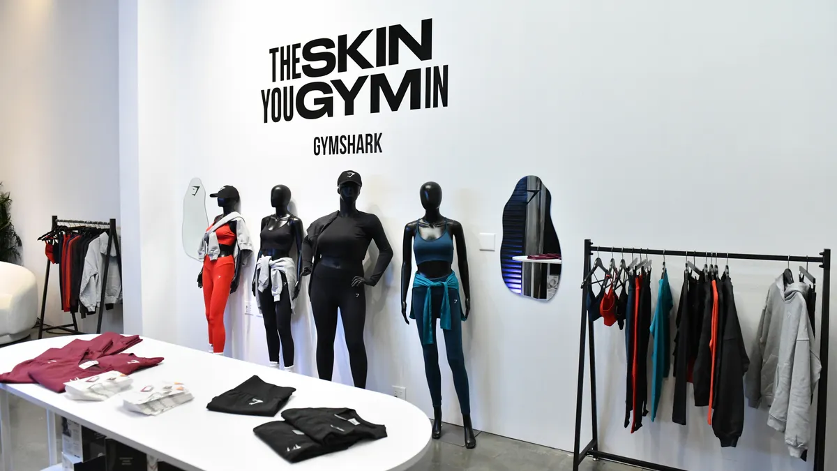 A Gymshark clothing display