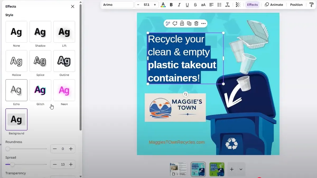 A screenshot of a digital tool to make educational campaign flyers.