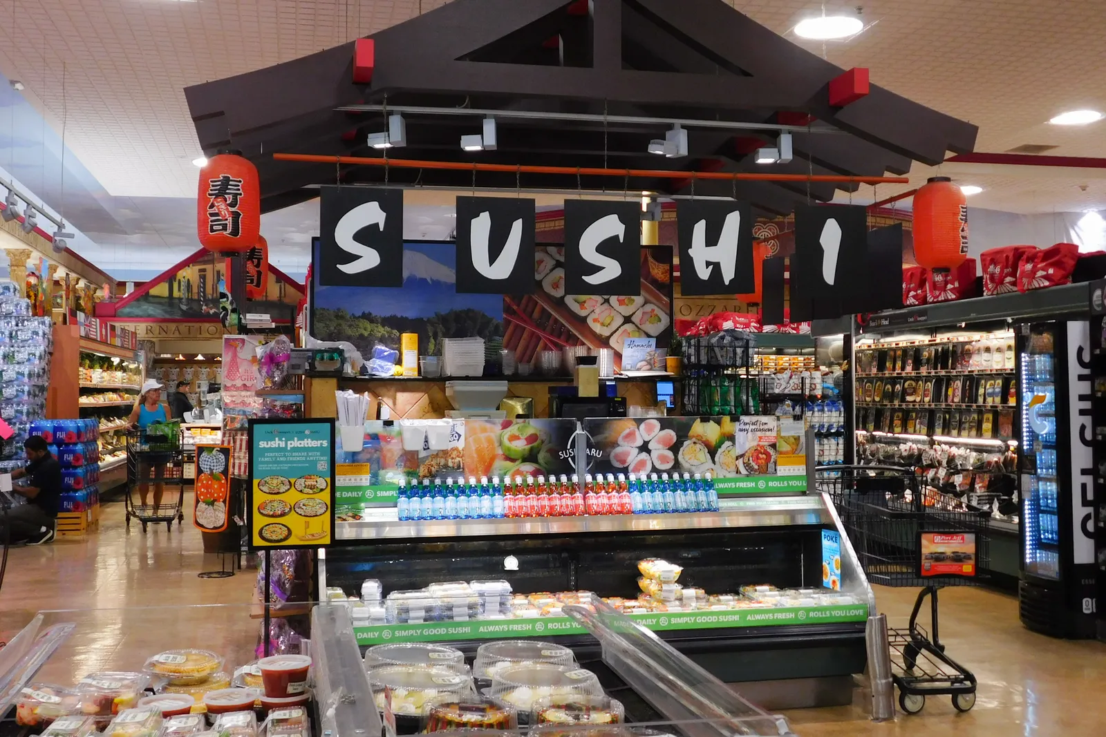 Sushi station inside a grocery store.