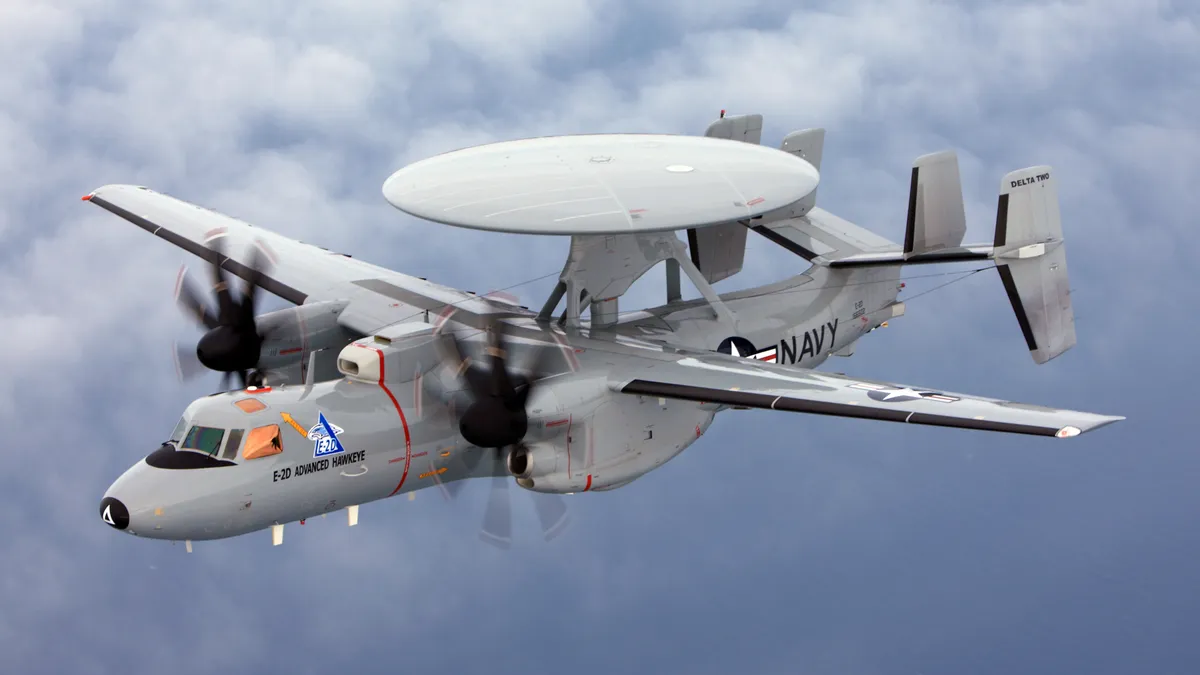 Northrop Grumman's E-2D Advanced Hawkeye aircraft, which conducted a test flight near St. Augustine, Florida.