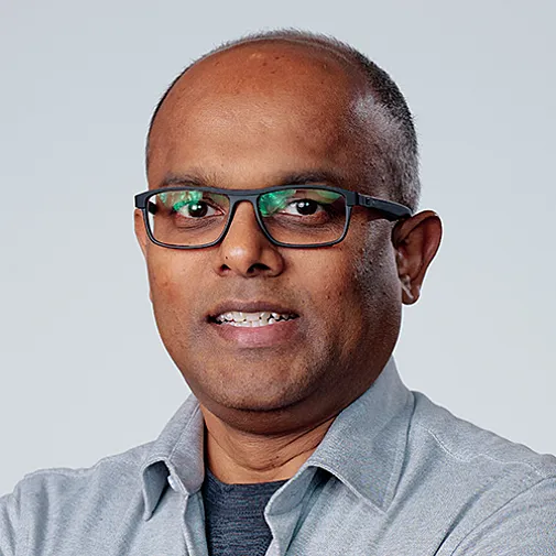 Headshot of Ajith Samuel, chief product officer at Exterro