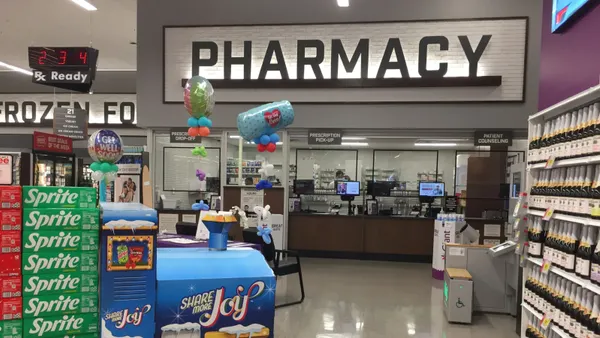 A grocery store pharmacy counter.