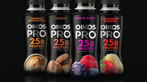 Bottles of Danone's Oikos Pro yogurt.
