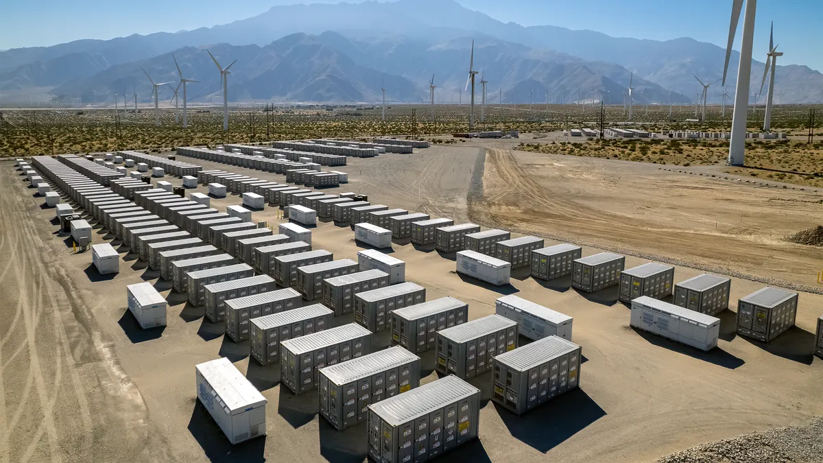 Battery storage array at power plant in the desert near Palm Springs.