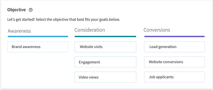 LinkedIn objective based campaigns