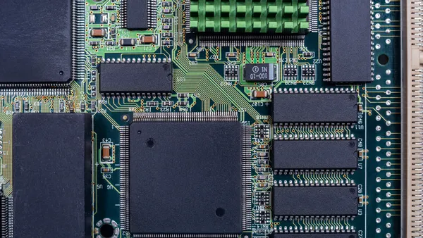 Close up of a circuit board, essential for advancements in AI.