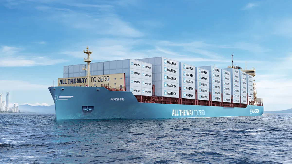 Maersk's green methanol-enabled vessel.