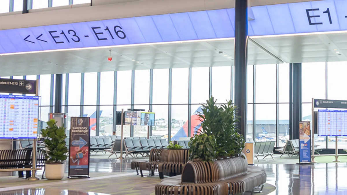 Pictured here are aircraft gates at Boston Logan International Airport's Terminal E