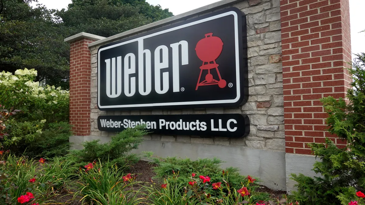 The Weber Inc grill company logo on sign at company headquarters.