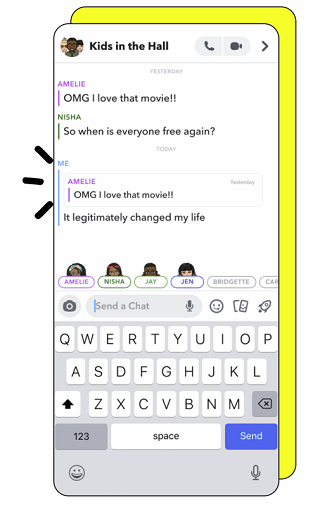 Snapchat message reply threads