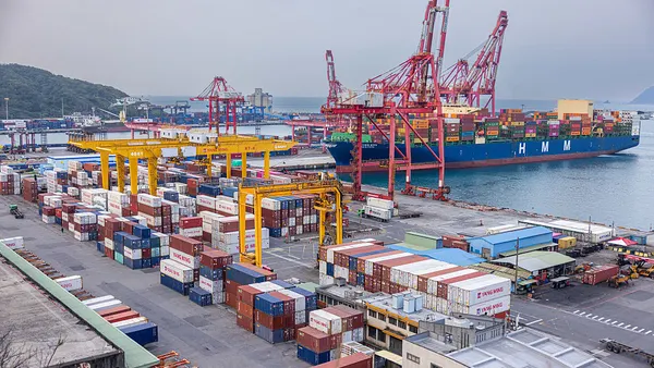 Containers are seen at the Port of Keelung on April 04, 2025 in Keelung, Taiwan. U.S. President Donald Trump on Wednesday announced sweeping "reciprocal tariffs" on U.S. trading partners, including a 32 percent tax on goods from Taiwan that is set to take effect on April 9.