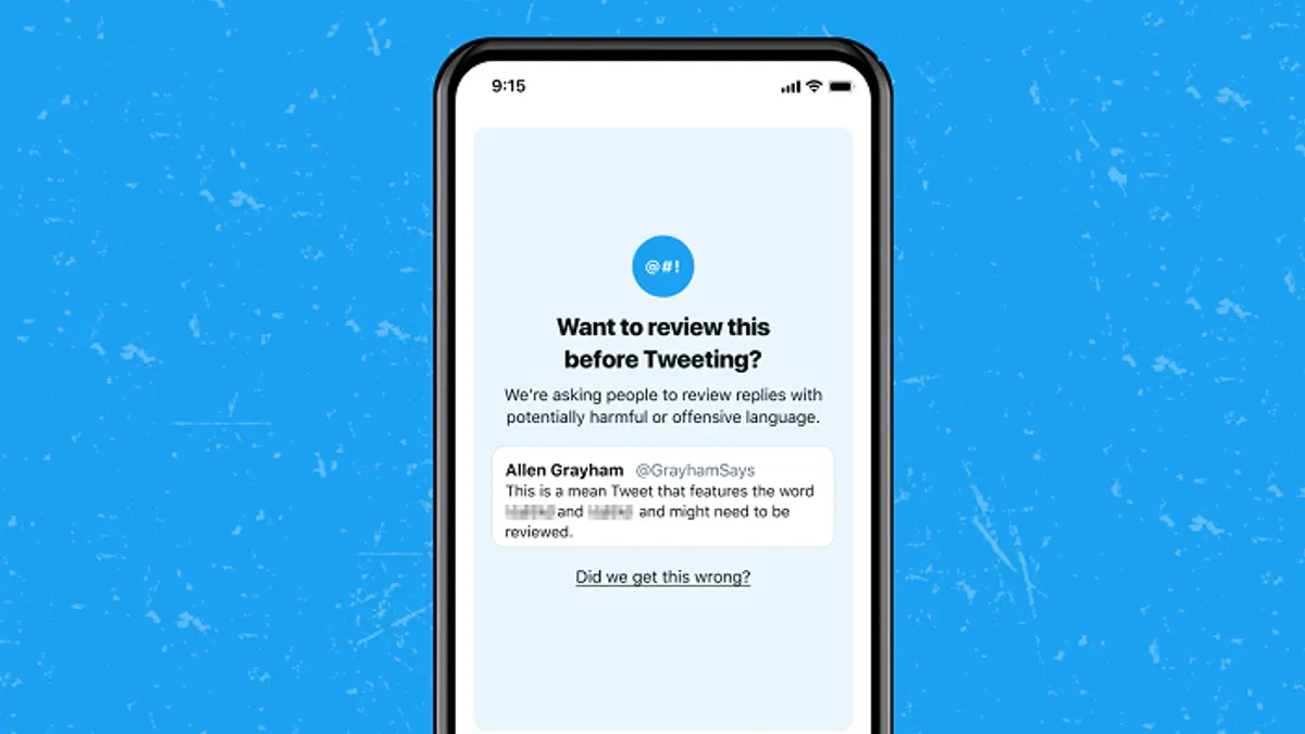 Twitter offensive comment warning