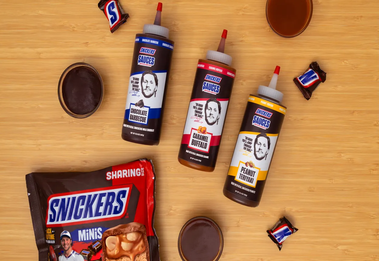 Bottles of Snickers Sauces.