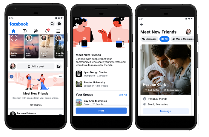 Facebook 'Meet New Friends' screenshots