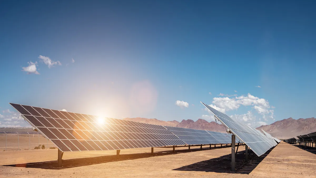 solar panels field in desert of nevada