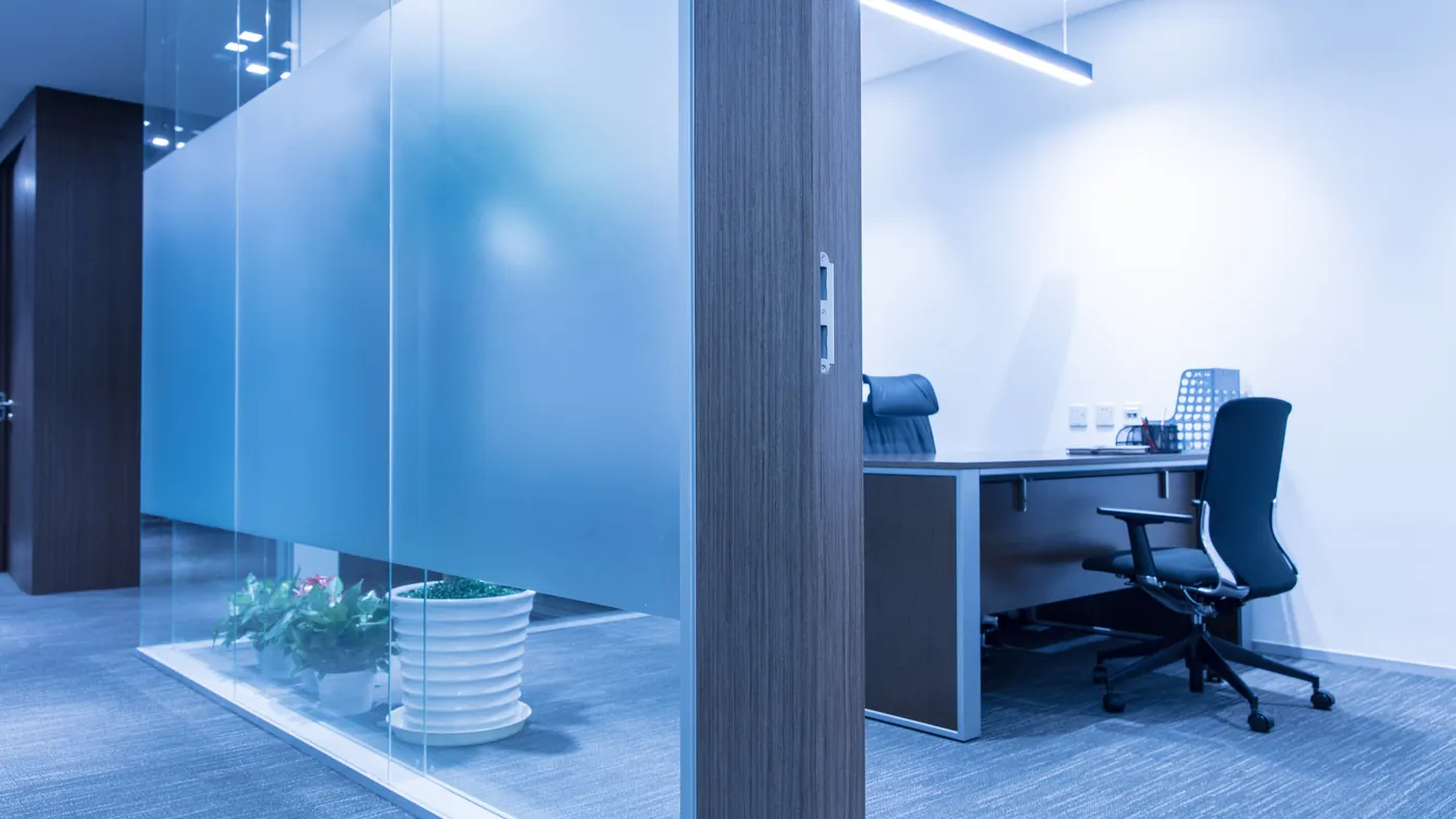 Empty modern office with glass walls